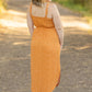 Reagan Ribbed Midi Dress - Pumpkin Floral