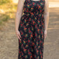 midi dress black floral for women