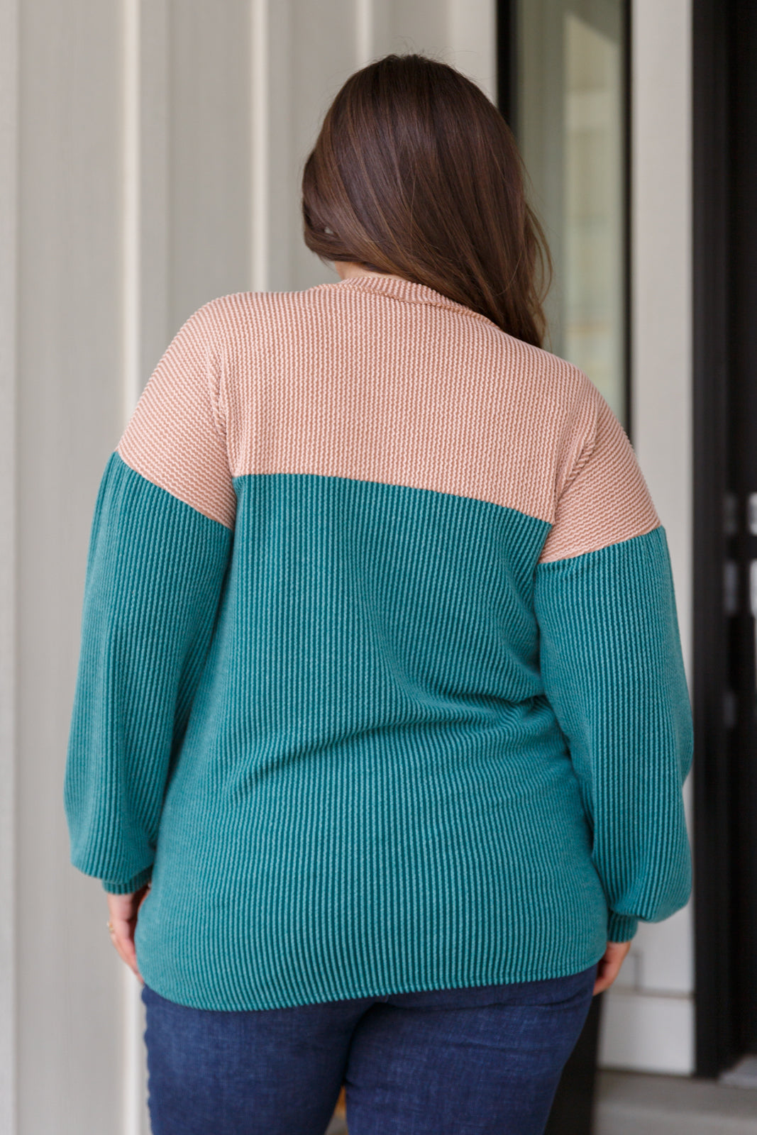 Lakin Ribbed Floral Color Block Top