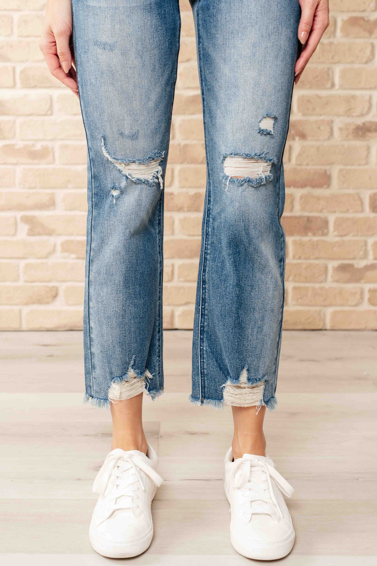 High Waist Distressed Crop Straight Leg Jeans - Judy Blue