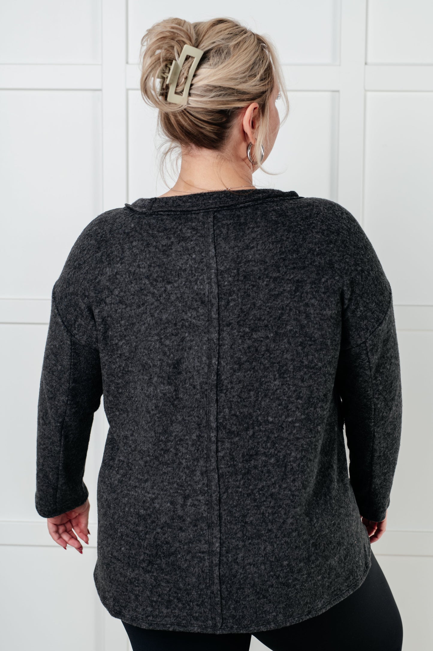 Cozy Day Brushed Hacci Sweater in Black