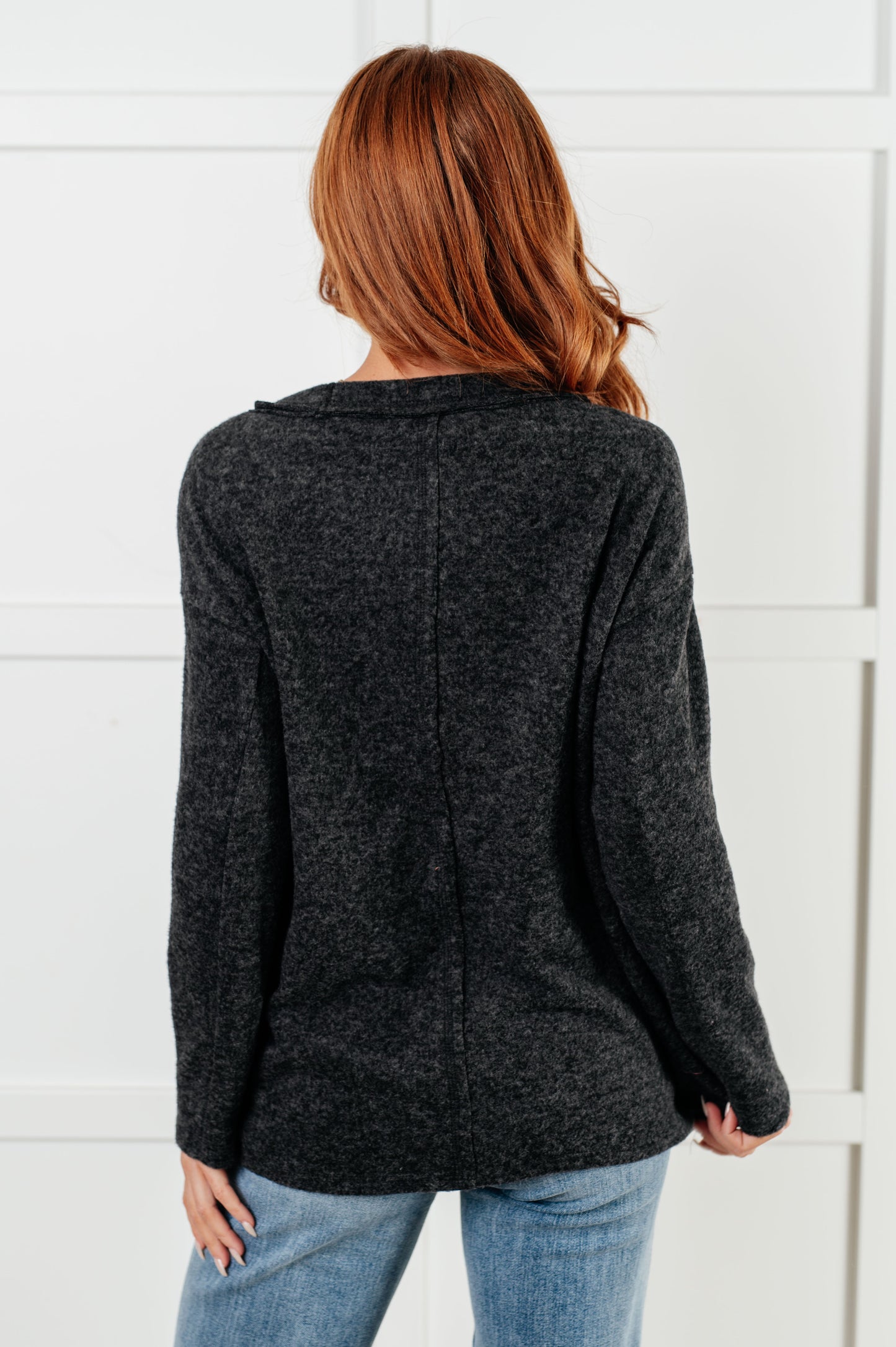 Cozy Day Brushed Hacci Sweater in Black