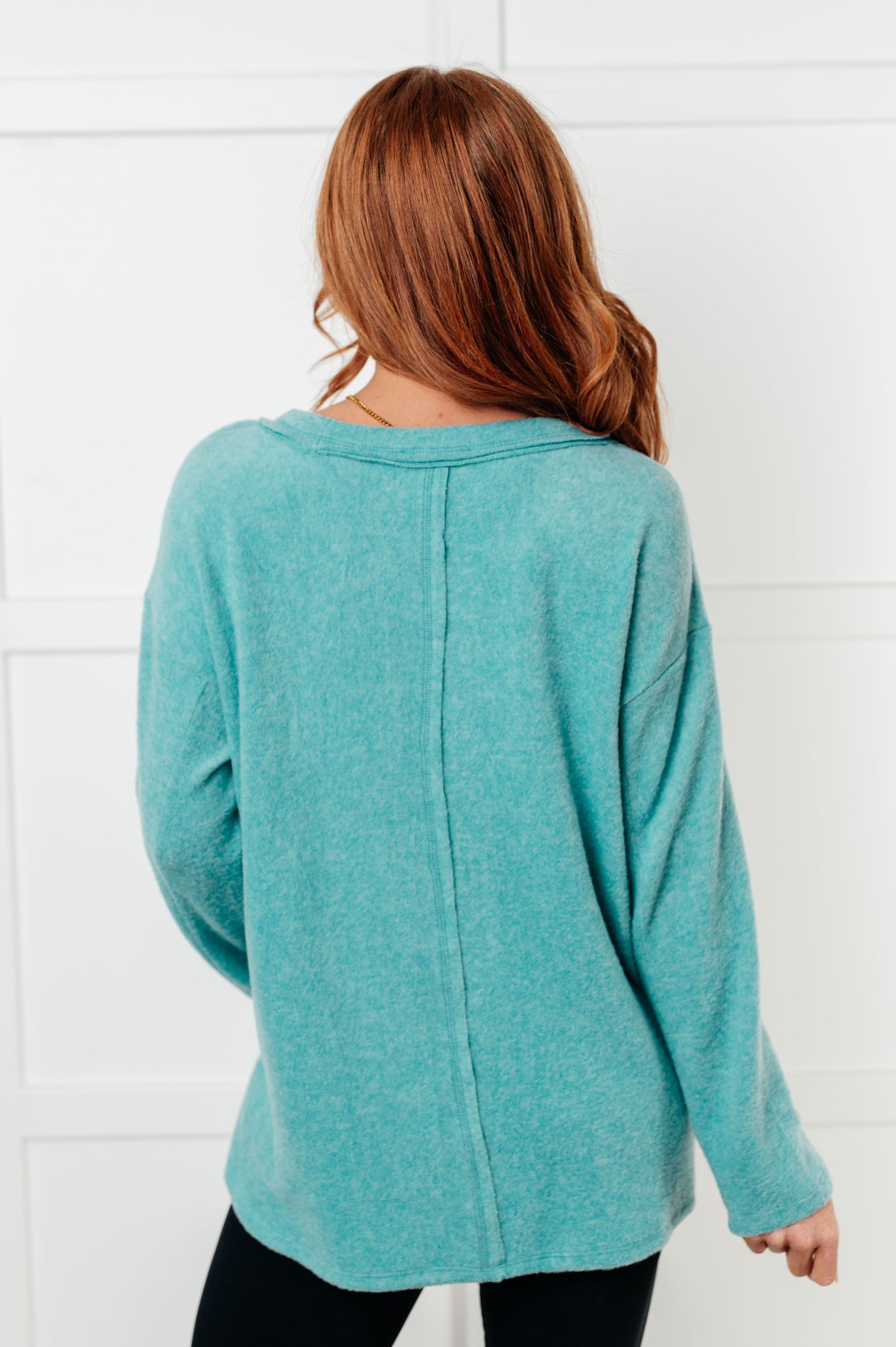 Cozy Day Brushed Hacci Sweater in Dusty Teal