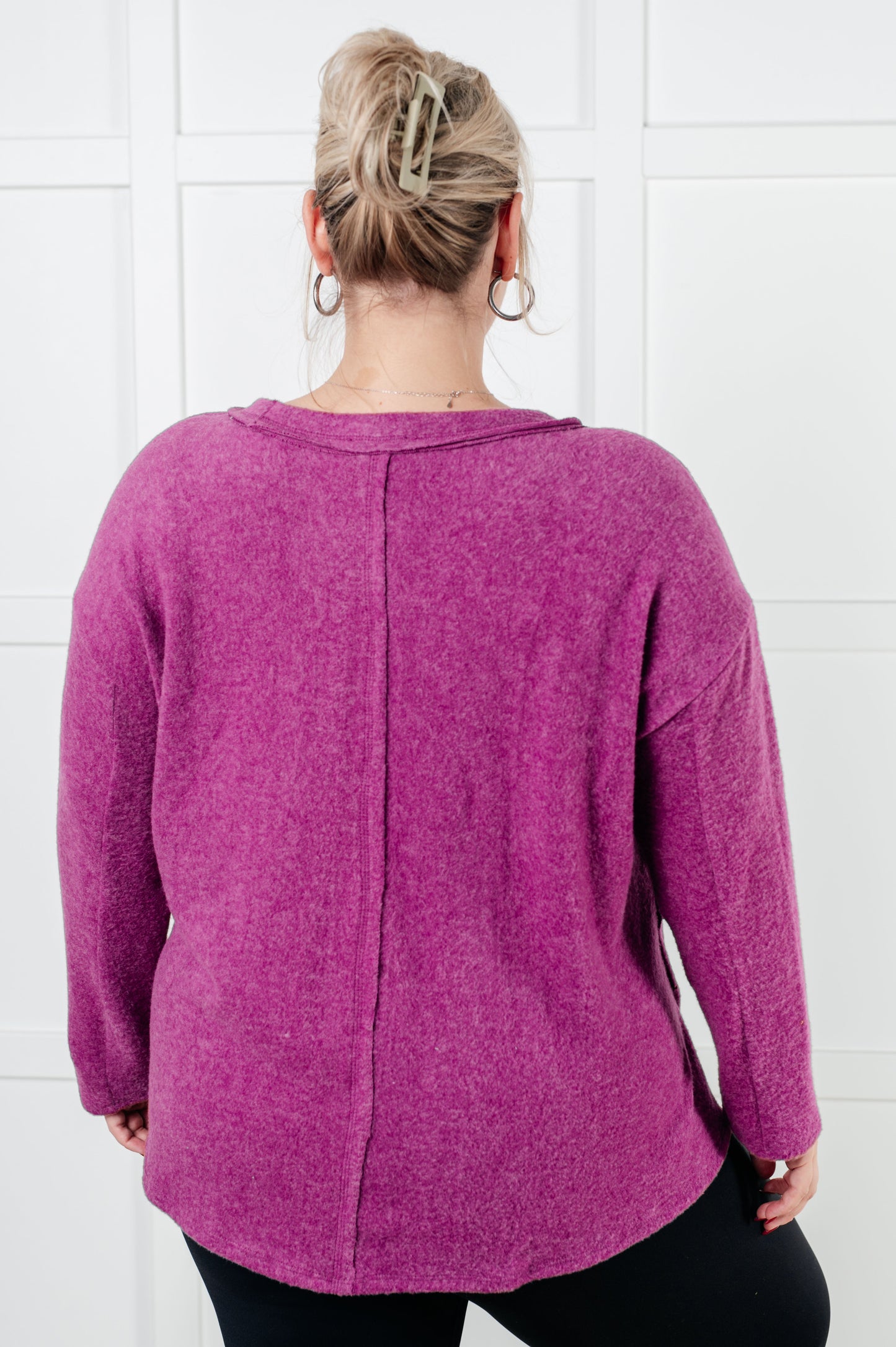 Cozy Day Brushed Hacci Sweater in Light Plum