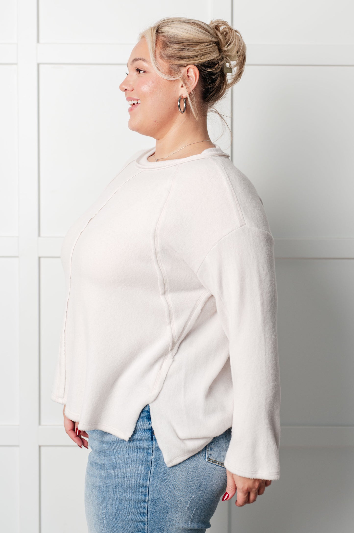 Cozy Day Brushed Hacci Sweater in Sand Beige