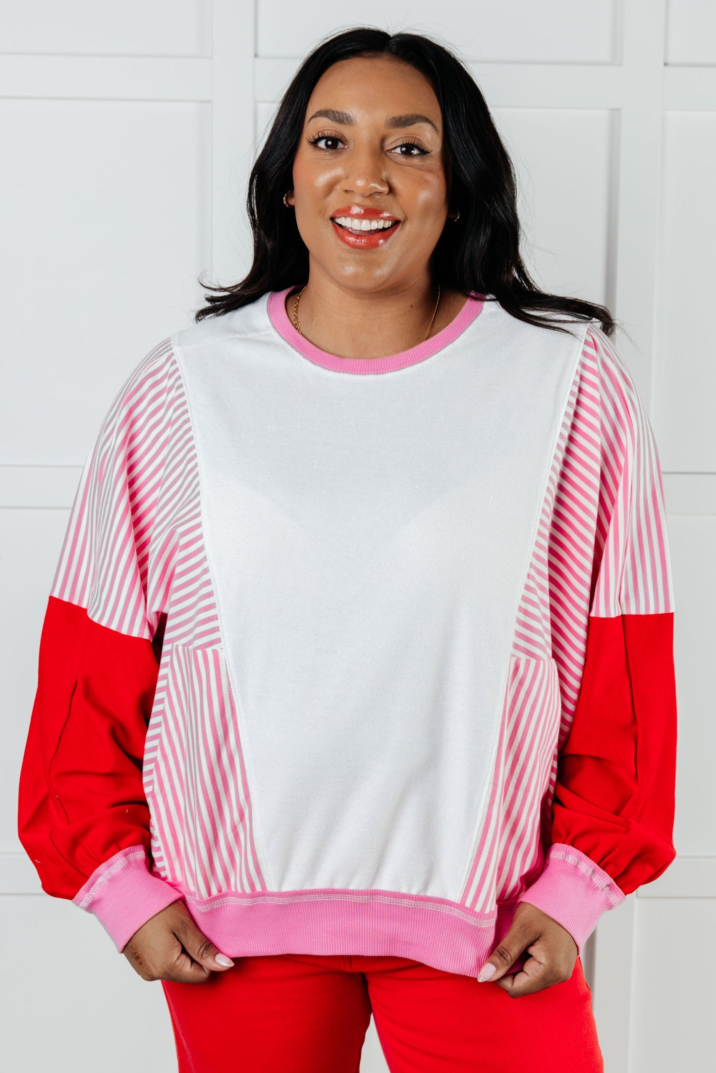 Stripes in Love Color Block Pullover