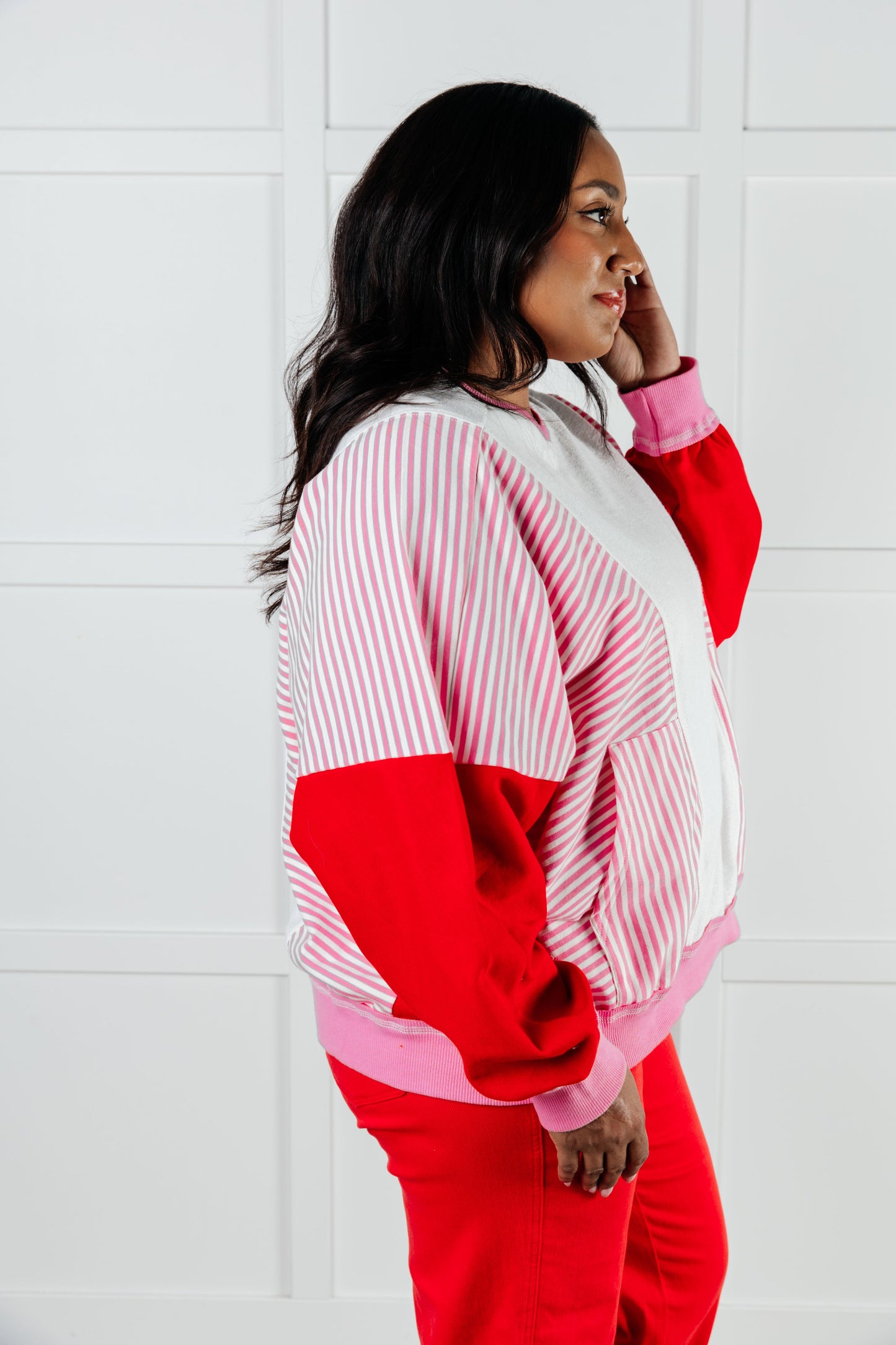 Stripes in Love Color Block Pullover