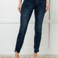 Dark Wash High Rise Control Top Step Hem Skinny Jeans - Judy Blue