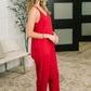 Totally Me Spaghetti Strap Jumpsuit Ruby