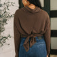 Cowl Neck Pullover in Chocolate