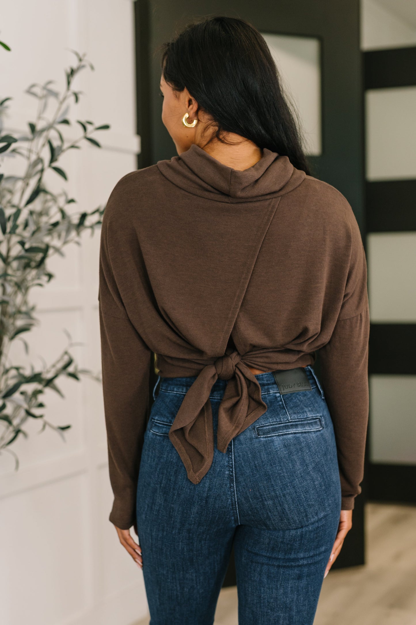 Cowl Neck Pullover in Chocolate