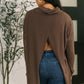 Cowl Neck Pullover in Chocolate