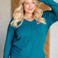 V-Neck Front Seam Sweater in Heather Ocean Teal