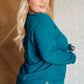 V-Neck Front Seam Sweater in Heather Ocean Teal