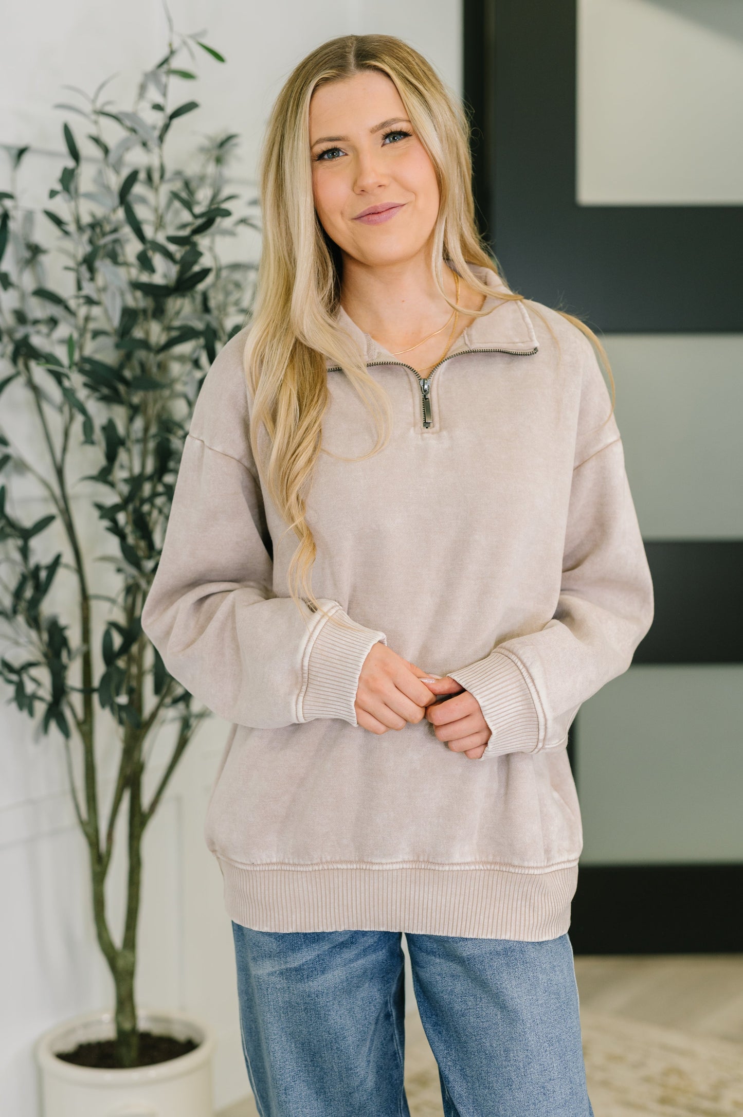 Remi Half Zip Pullover in Ash Mocha