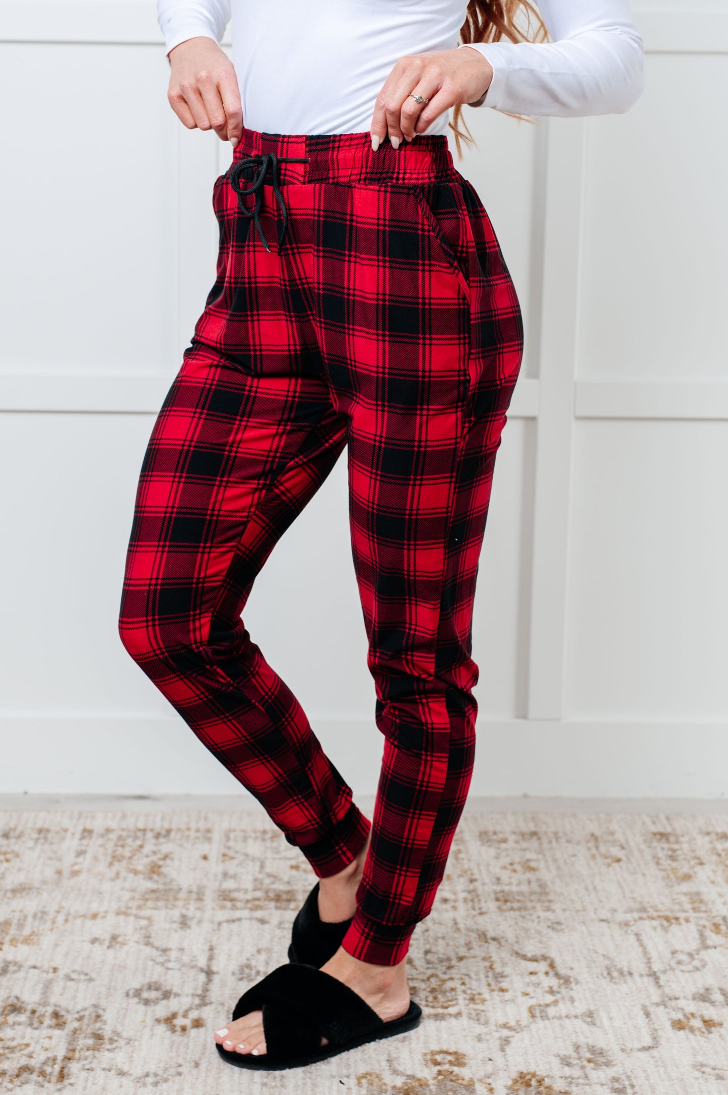 Must Have Joggers in Red Plaid