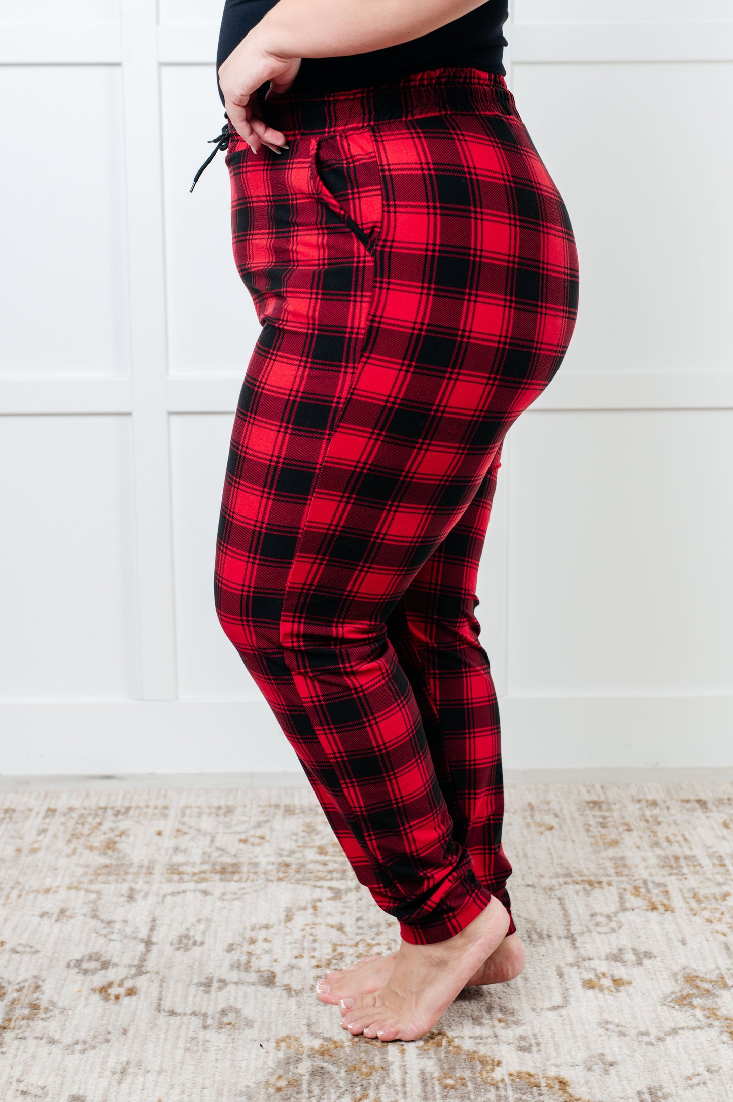 Must Have Joggers in Red Plaid