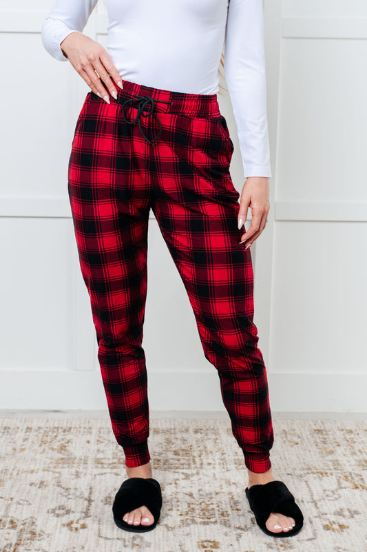 Must Have Joggers in Red Plaid