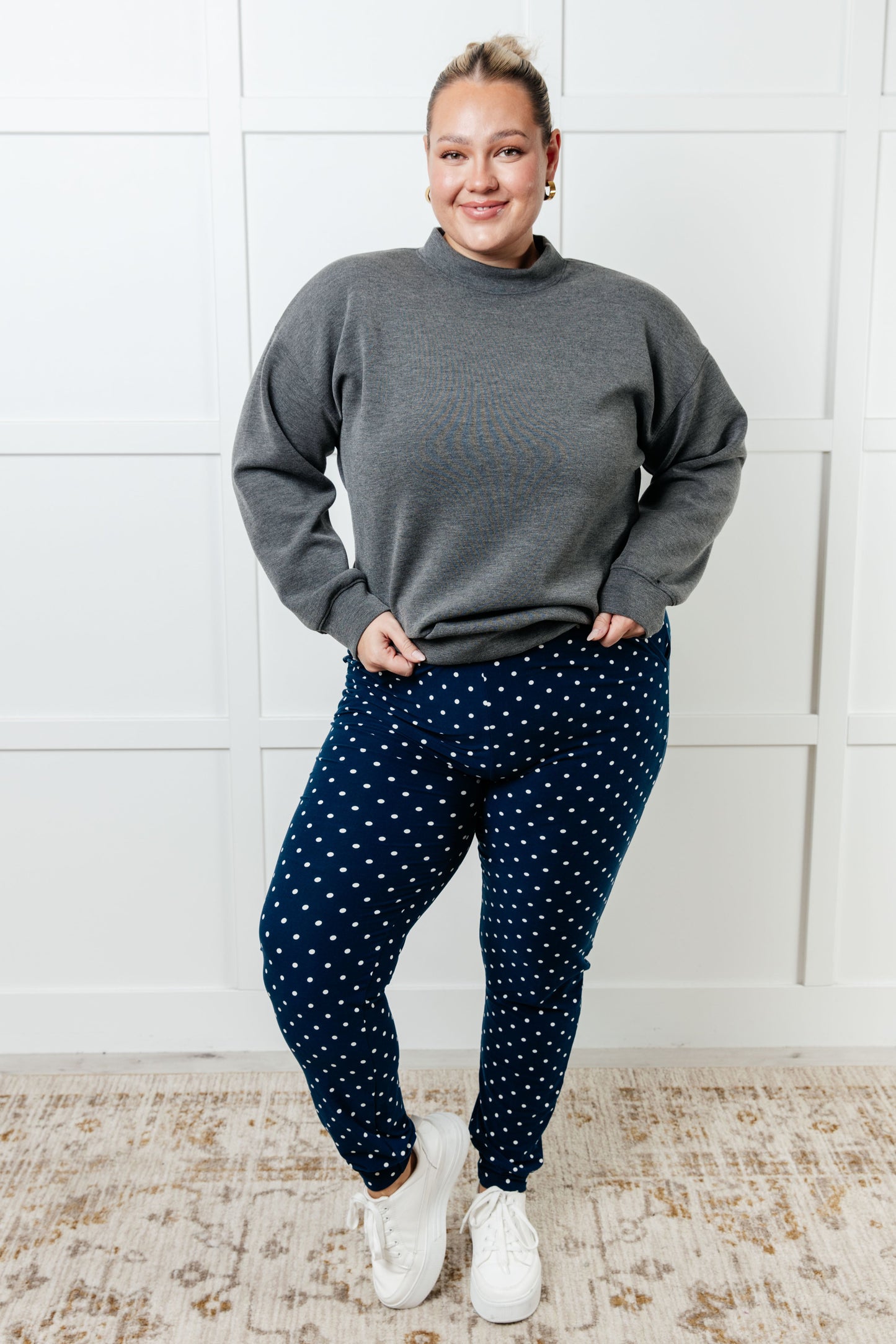 Must Have Joggers in Blue/White Polka Dot