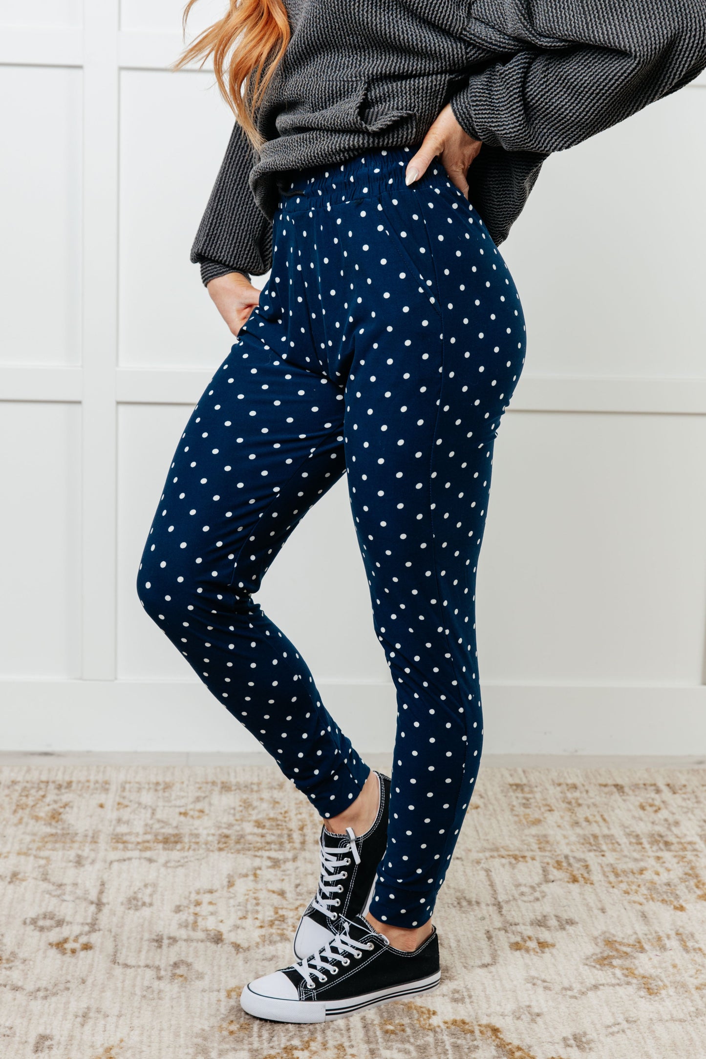 Must Have Joggers in Blue/White Polka Dot