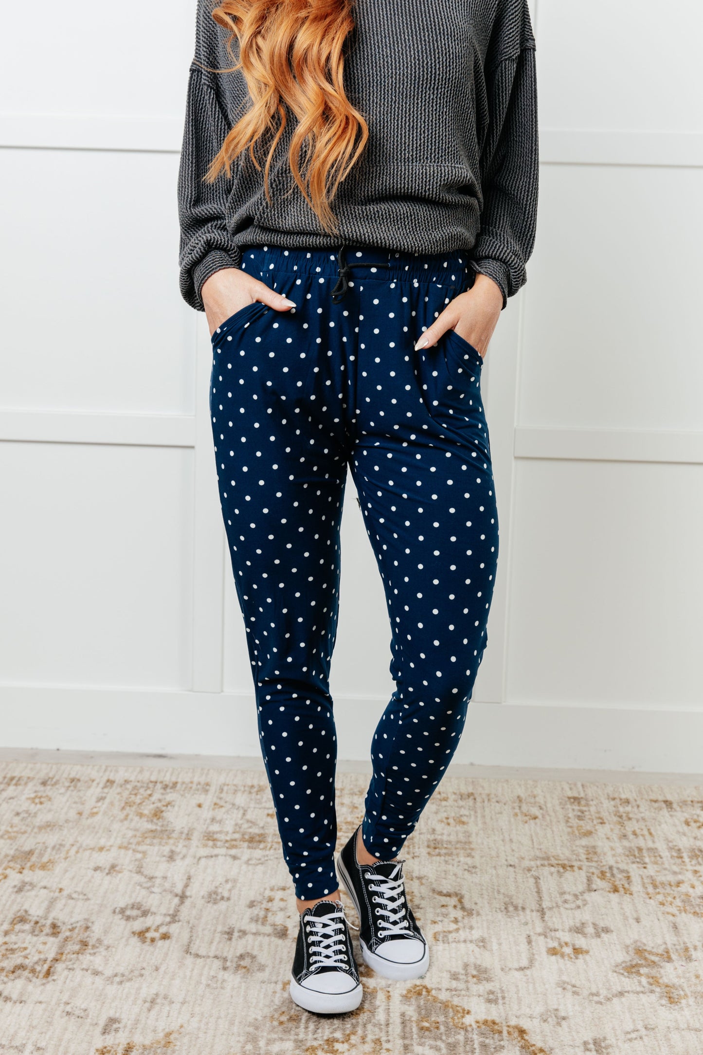 Must Have Joggers in Blue/White Polka Dot