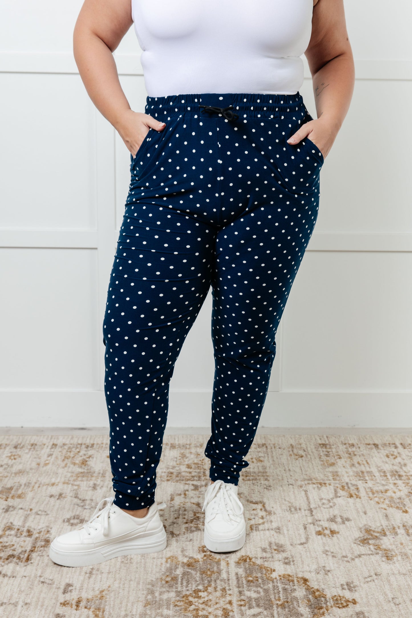 Must Have Joggers in Blue/White Polka Dot