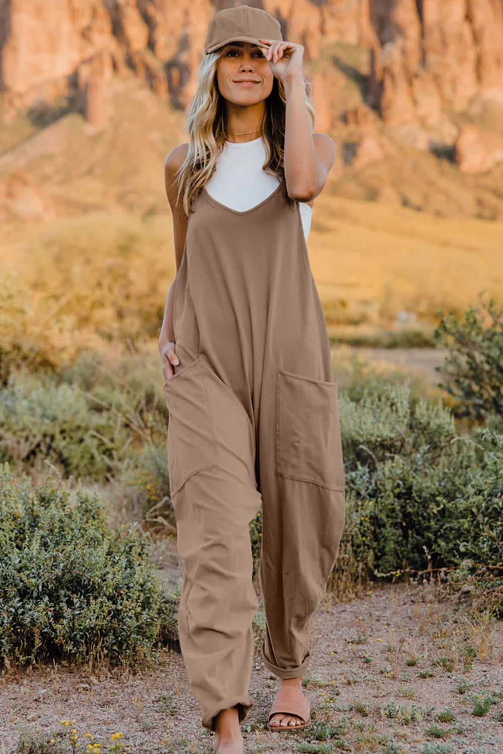 Roam V-Neck Pocketed Jumpsuit