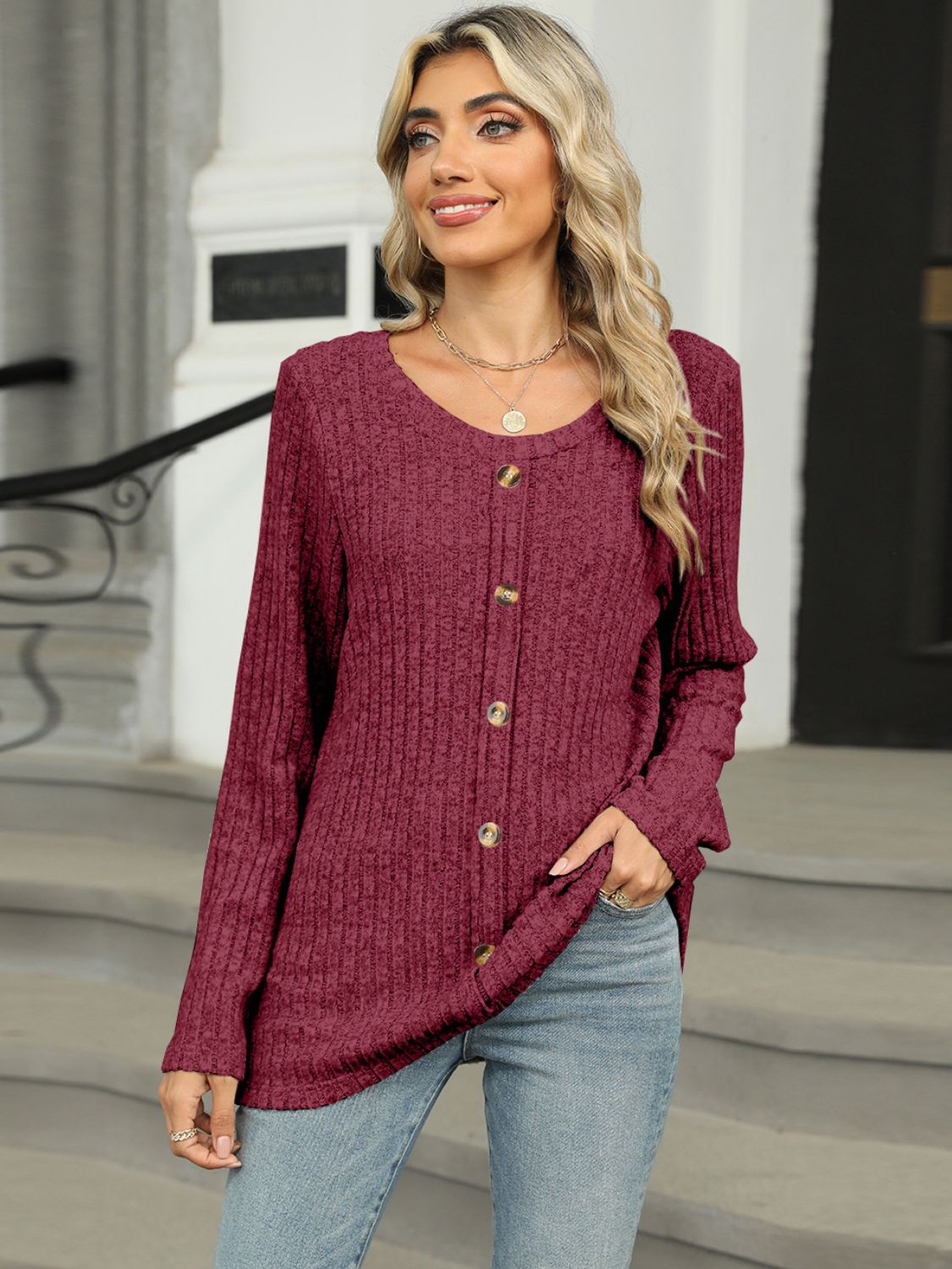 Hannah Button Top