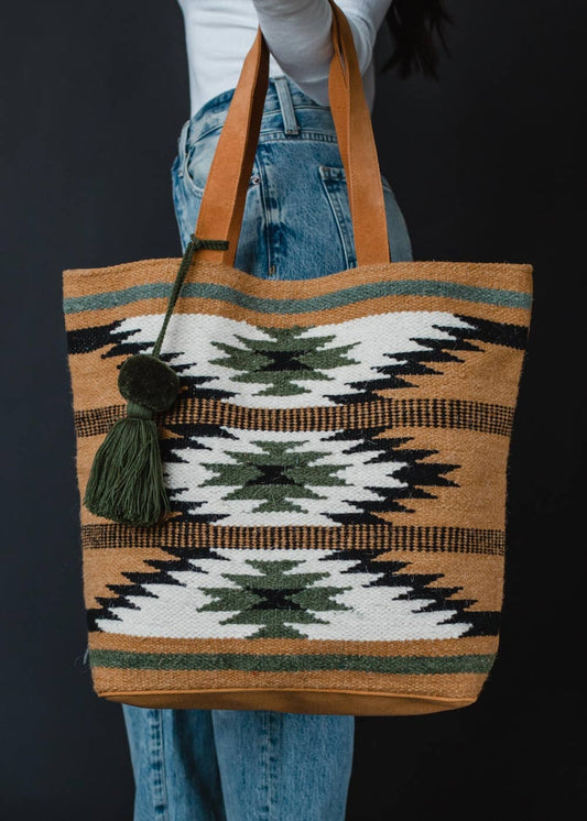 Panache Apparel Co. - Brown, Black & Green Aztec Tote