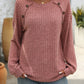 Mandy Decor Button Long Sleeve Ribbed T-Shirt