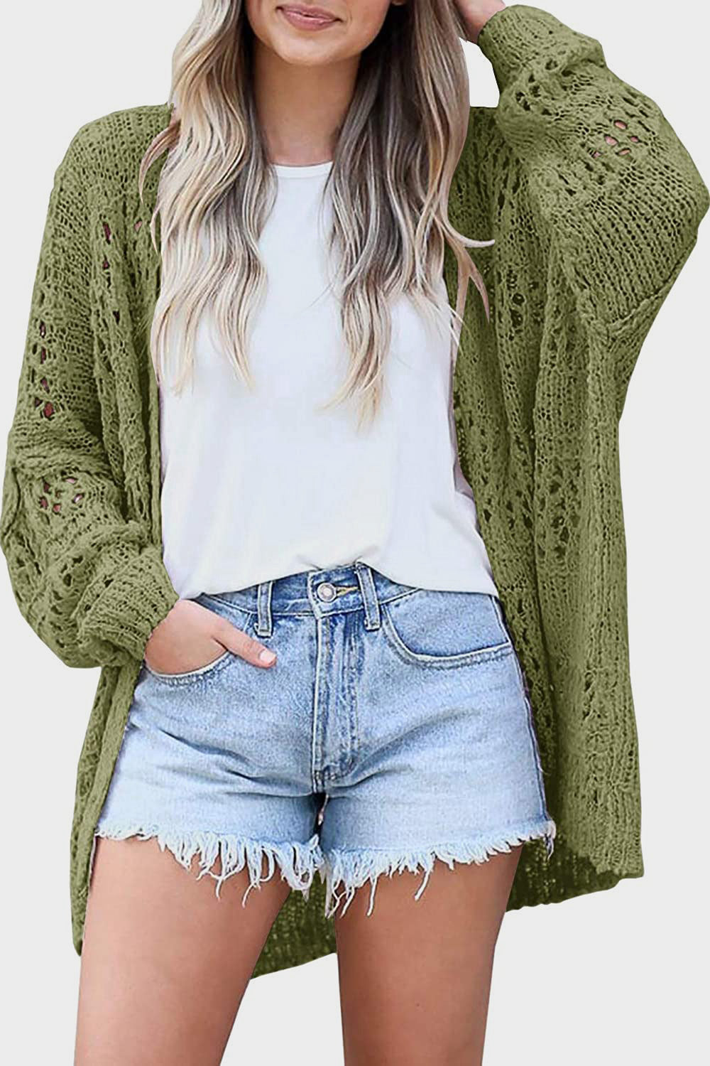 Openwork Long Sleeve Cardigan