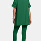 V-Neck Rolled T-Shirt & Leggings Lounge Set in Dark Green