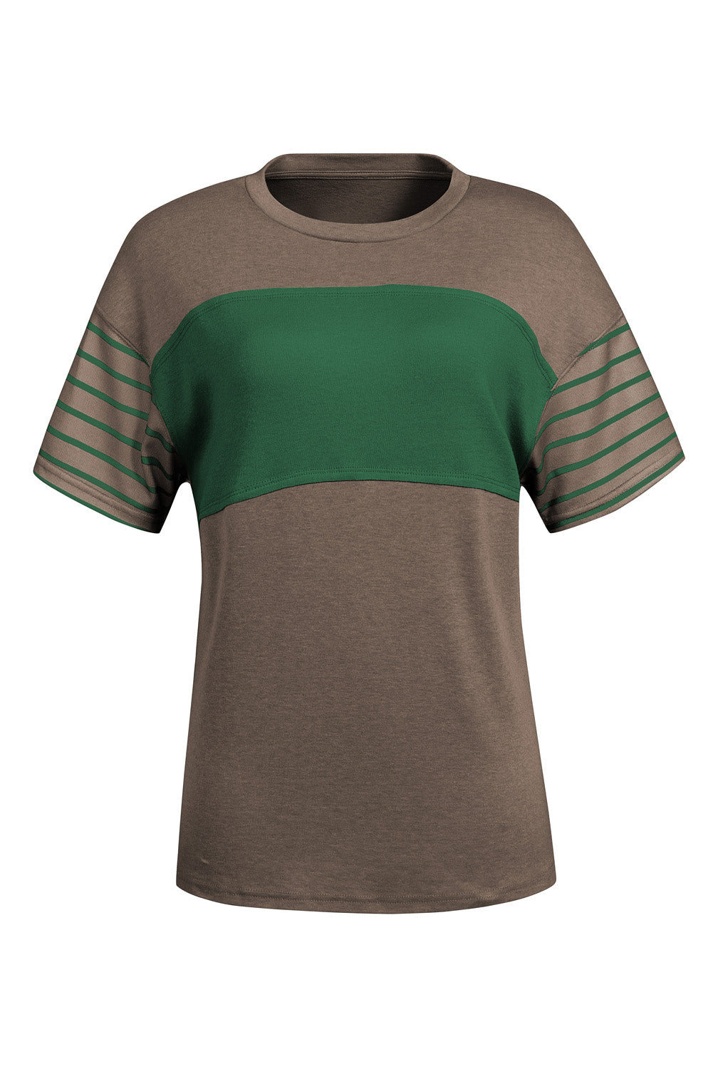 Color-block Round Neck Short Sleeve Tee