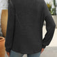 Mandy Decor Button Long Sleeve Ribbed T-Shirt