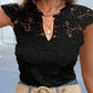 Madeline Lace Detail Notched Blouse