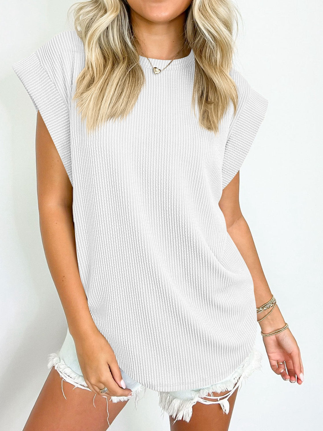 Must Be Ribbed Cap Sleeve Top