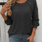 Mandy Decor Button Long Sleeve Ribbed T-Shirt