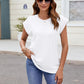 Textured Round Neck Cap Sleeve Top