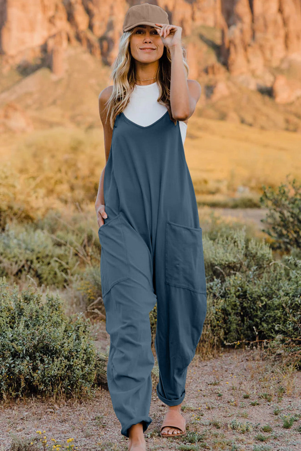 Roam V-Neck Pocketed Jumpsuit