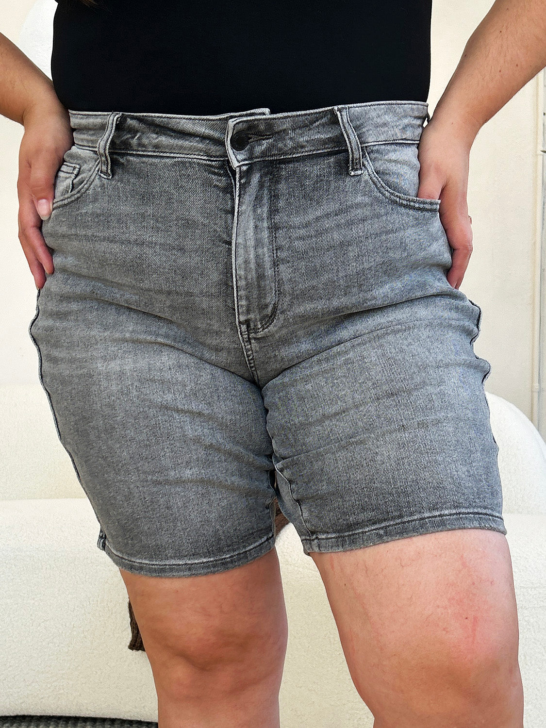 Washed Black Denim Shorts - Judy Blue