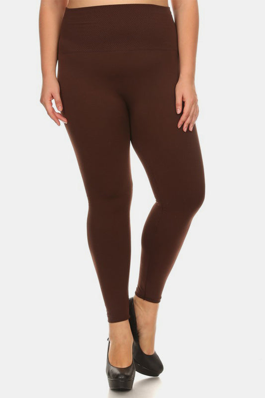 Seamless Fleece Lined Leggings in Coffee