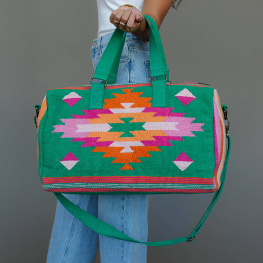 Panache Apparel Co. - Green, Pink & Orange Western Duffel