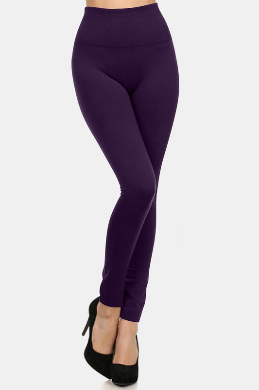 Seamless High Waist Fleece Leggings in Deep Purple