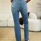 Mid Rise Destroyed Hem Distressed Jeans - Judy Blue