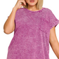 Plum Crinkle Washed Short Sleeve Tee