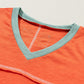 Color Block V-Neck Short Sleeve T-Shirt