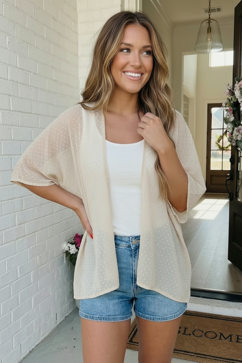 Blush Dotted Darling Kimono Cardigan