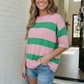 Skip the Line Pink and Green Oversized Sweater Top