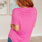 On A Whim Pink Raw Hem Henley Tee