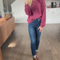 Mandy Decor Button Long Sleeve Ribbed T-Shirt